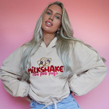 Load image into Gallery viewer, Milkshake the Pug Embroidered Cropped Hoodie Milkshake the Pug