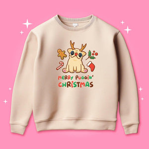 Milkshake's 'Merry Puggin' Christmas' Sweatshirt Sweatshirts Milkshake the Pug