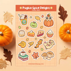 Pug-kin Spice Delight Sticker Sheet Accessories Milkshake the Pug