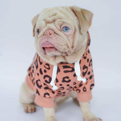 Pink Leopard Print Dog Hoodie Pet Clothing Milkshake the Pug