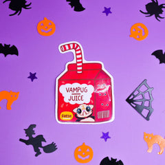 Vampug-juice Halloween Holographic Sticker Accessories Milkshake the Pug