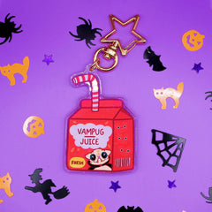 Vampug-juice Halloween Keychain Accessories Milkshake the Pug